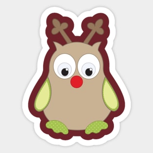 Cute Owl Reindeer Sticker